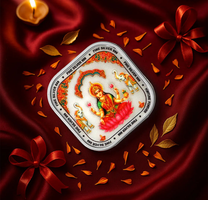 Goddess Lakshmi Fine Silver Coin - Made With Pure 925 Silver